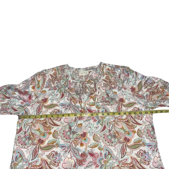 Melloday Women's Boho Floral Gauzy 3/4 Sleeve Blouse Sz L - Picture 8 of 12